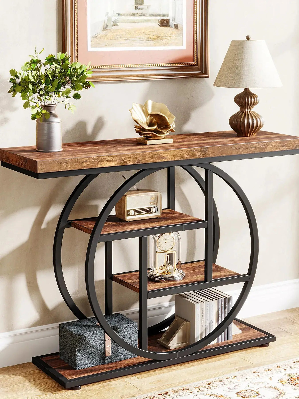 Tribesigns Four Tier Industrial Metal Entryway Console Table