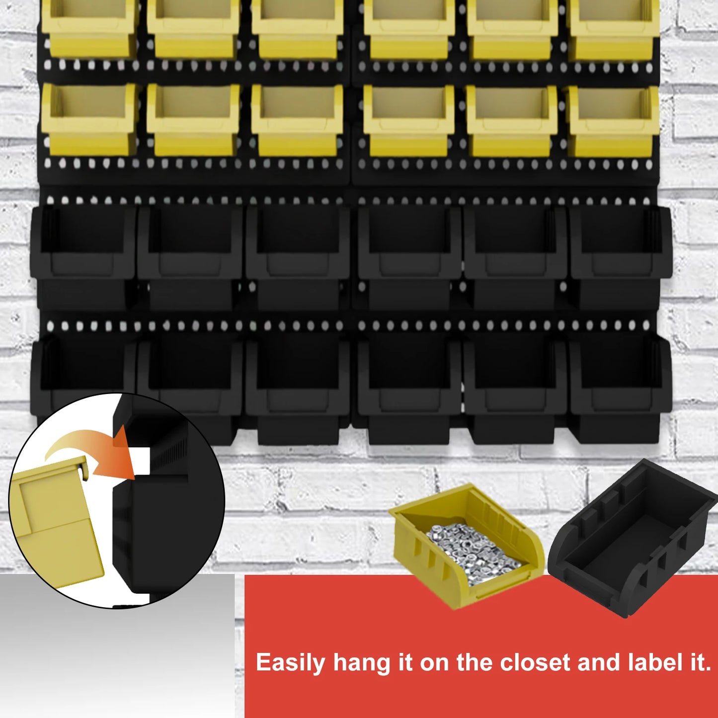 Wall Mounted Plastic Storage Bins Set Garage Organizer