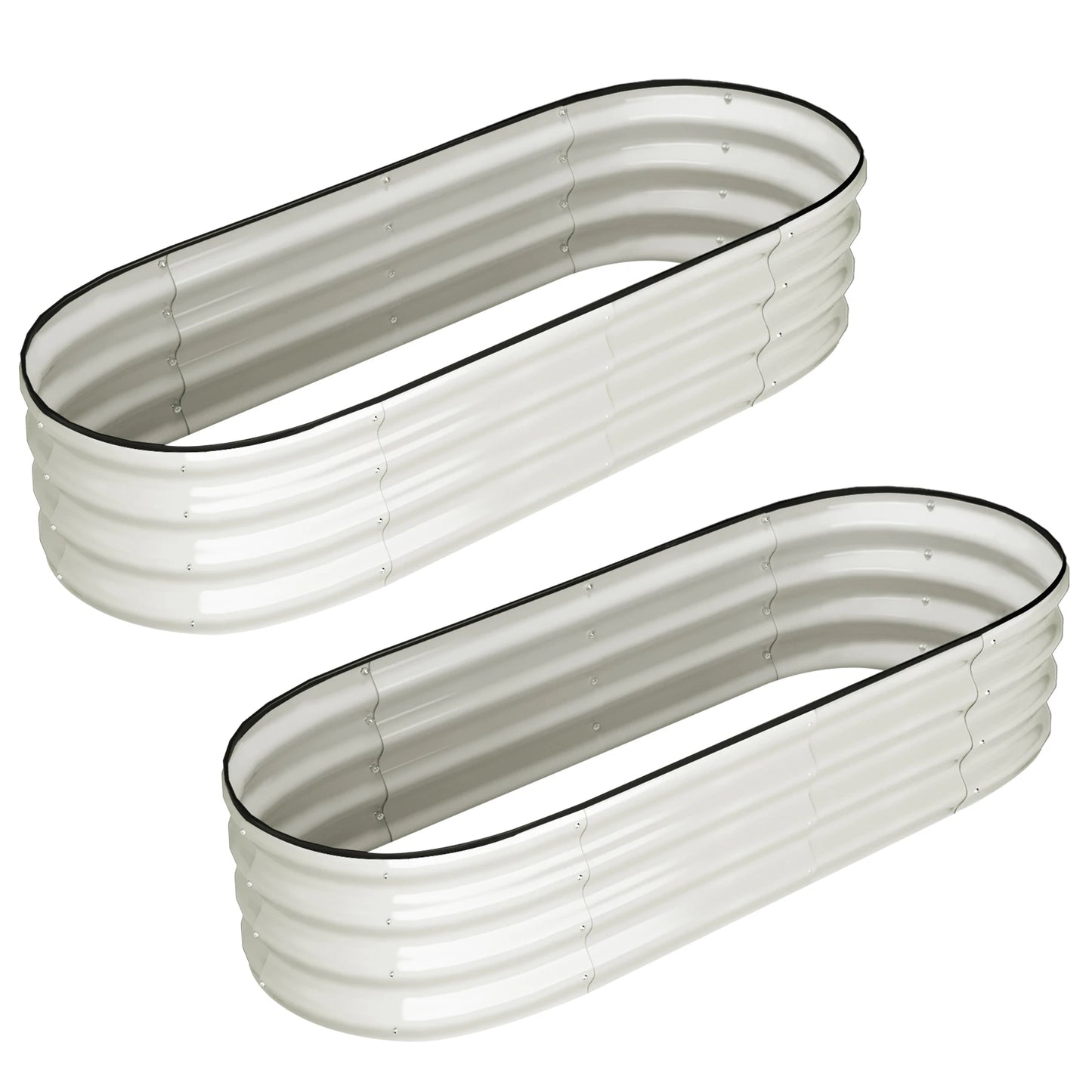 HiMISS Oval Galvanized Raised Garden Bed Kit Outdoor Planter