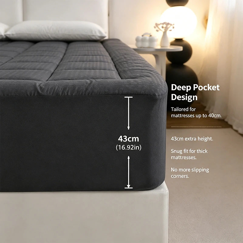 easYum 360GSM Polyester Quilted Mattress Topper Protector Cover