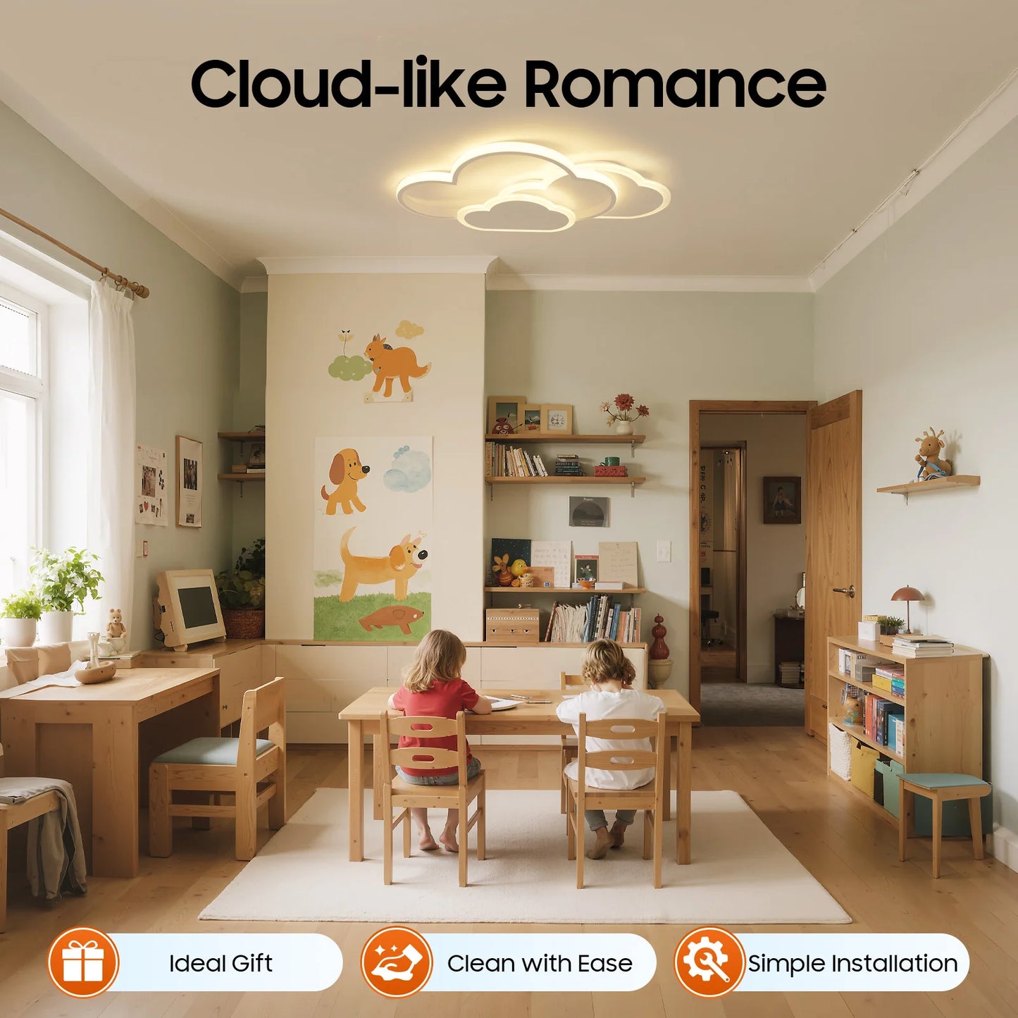 Cloud Shape LED Ceiling Light Fixture Acrylic Three Color Temperature