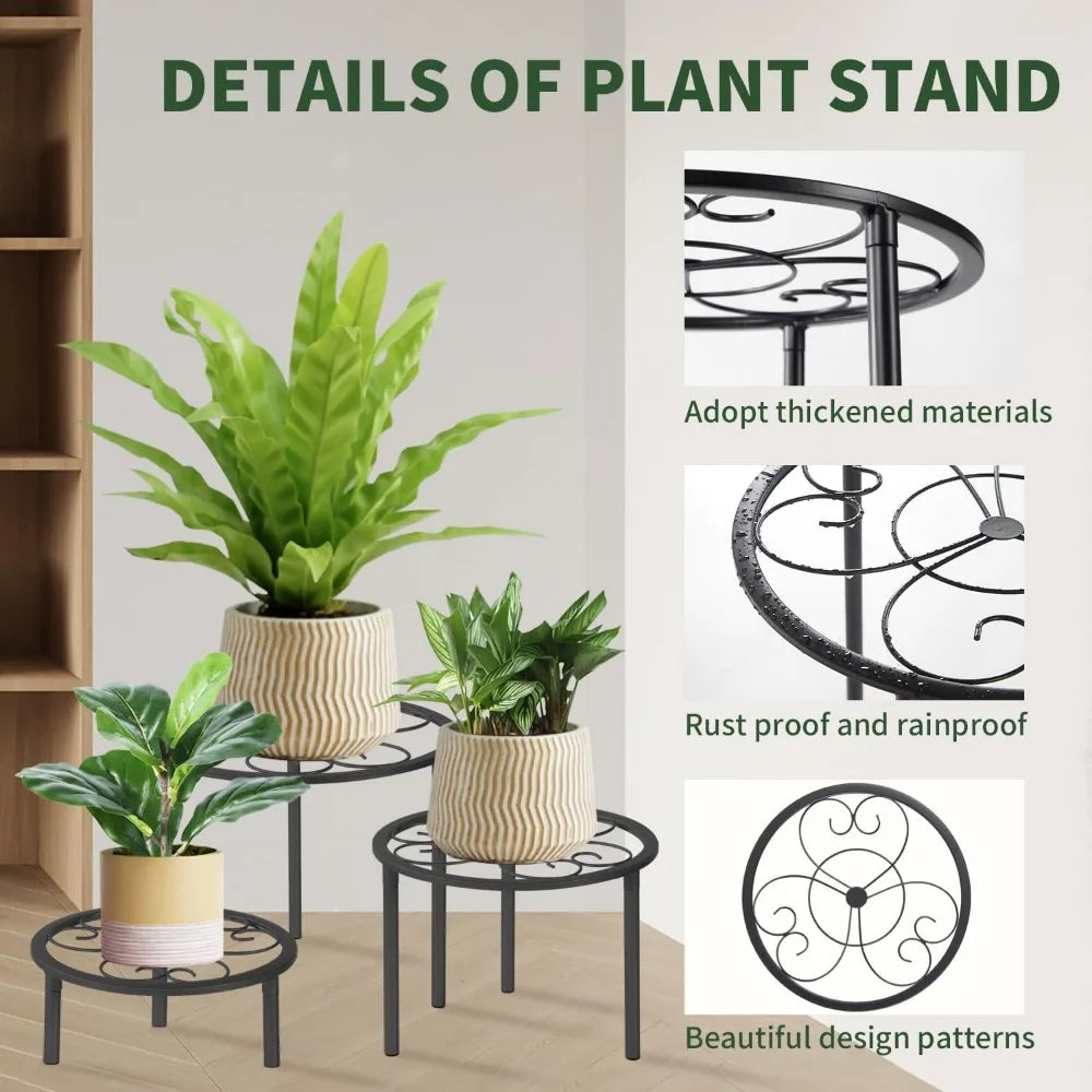 NBVCX Metal Plant Stand Set Of Five Heavy Duty Indoor Outdoor Racks