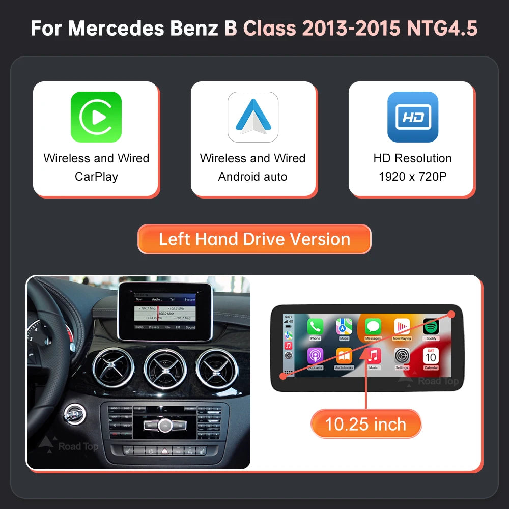 Road Top Benz NTG45 Touch Screen Car Multimedia Display CarPlay
