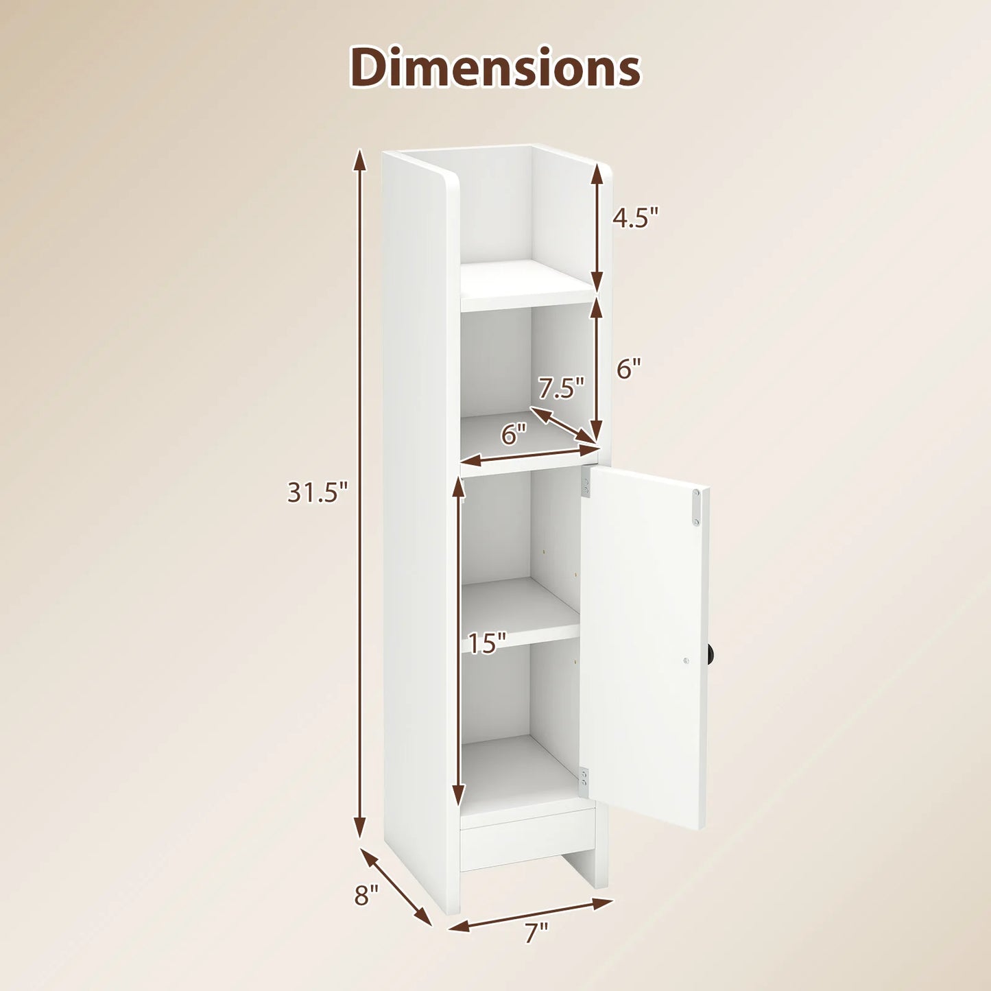 HOMASIS Bathroom Storage Cabinet With One Door And Two Shelves