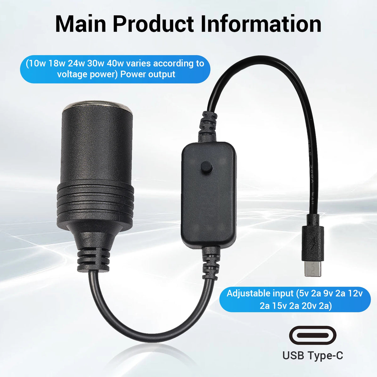 USB To 12V Cigarette Lighter Socket Adapter Converter Car