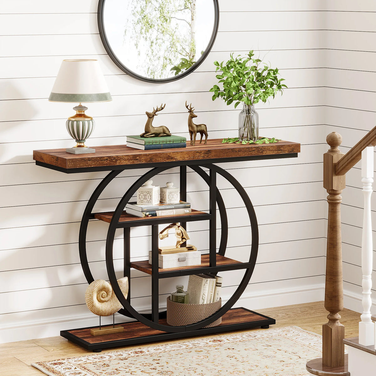 Tribesigns Four Tier Industrial Metal Entryway Console Table