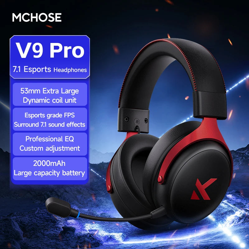 MCHOSE V9 Pro Wireless Gaming Headset With Noise Canceling Mic