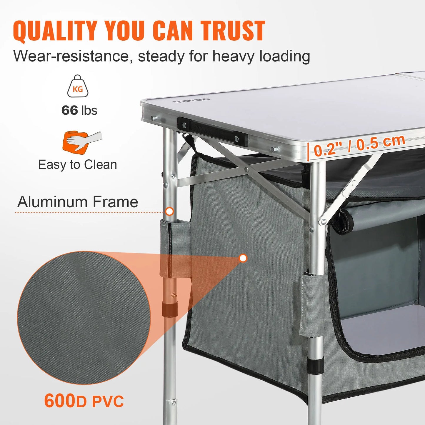 VEVOR Camping Kitchen Table Outdoor Folding MDF Table for Campsites