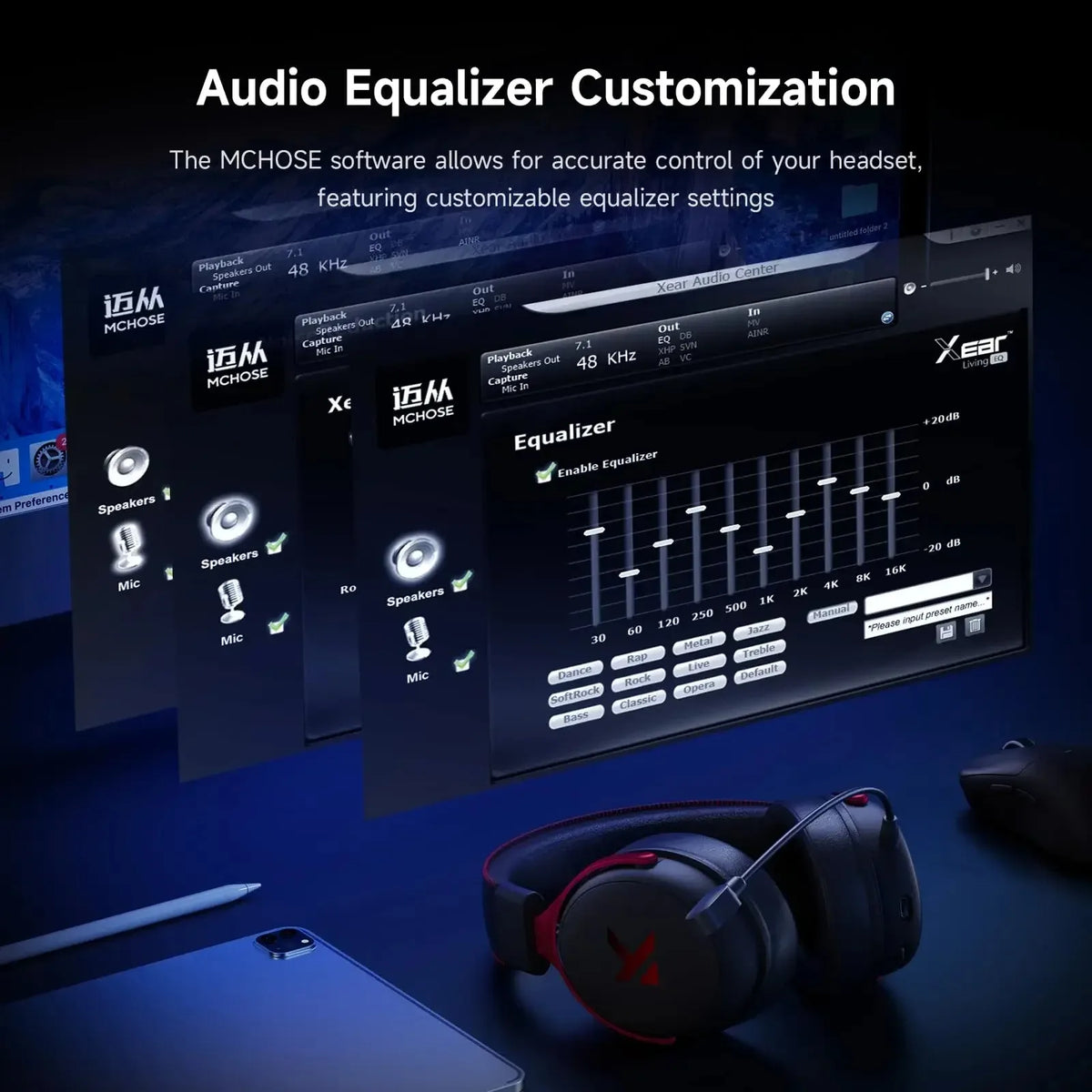 MCHOSE V9 Pro Wireless Gaming Headset With Noise Canceling Mic