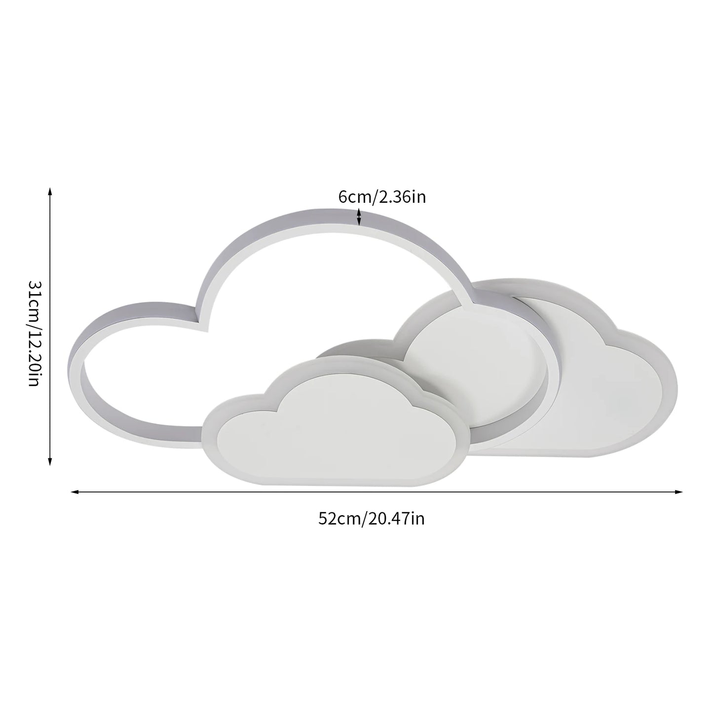 Cloud Shape LED Ceiling Light Fixture Acrylic Three Color Temperature