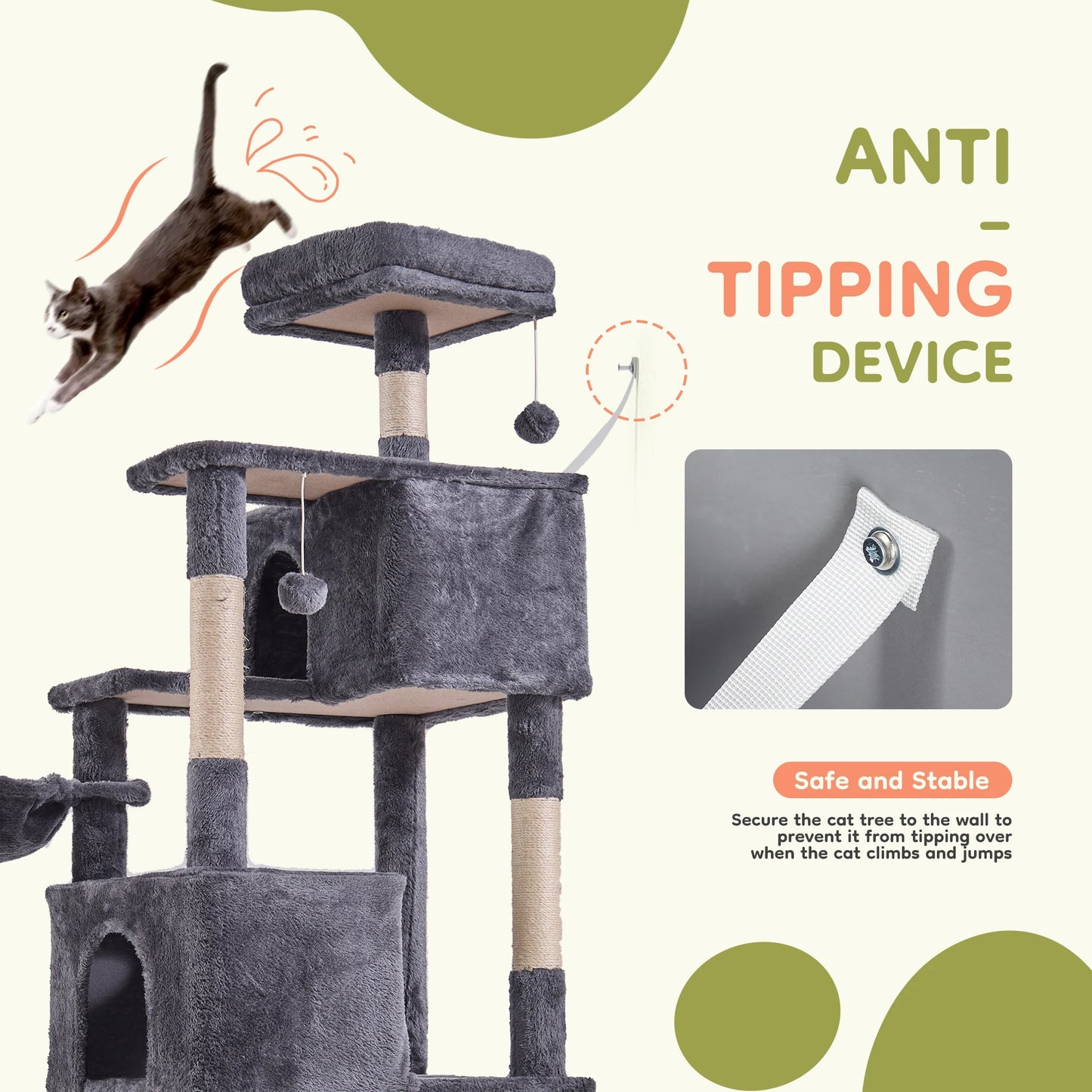 JHK Multi Level Cat Tree With Condo And Scratching Posts