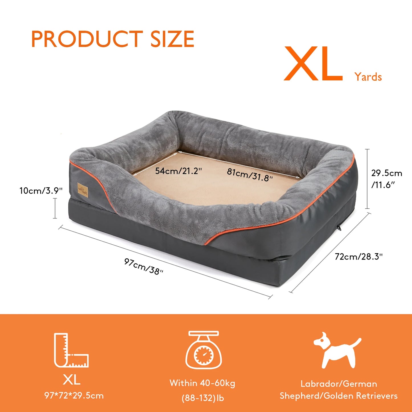 BINGOPAW Large Dog Bed With Removable Washable Waterproof Fleece Cover