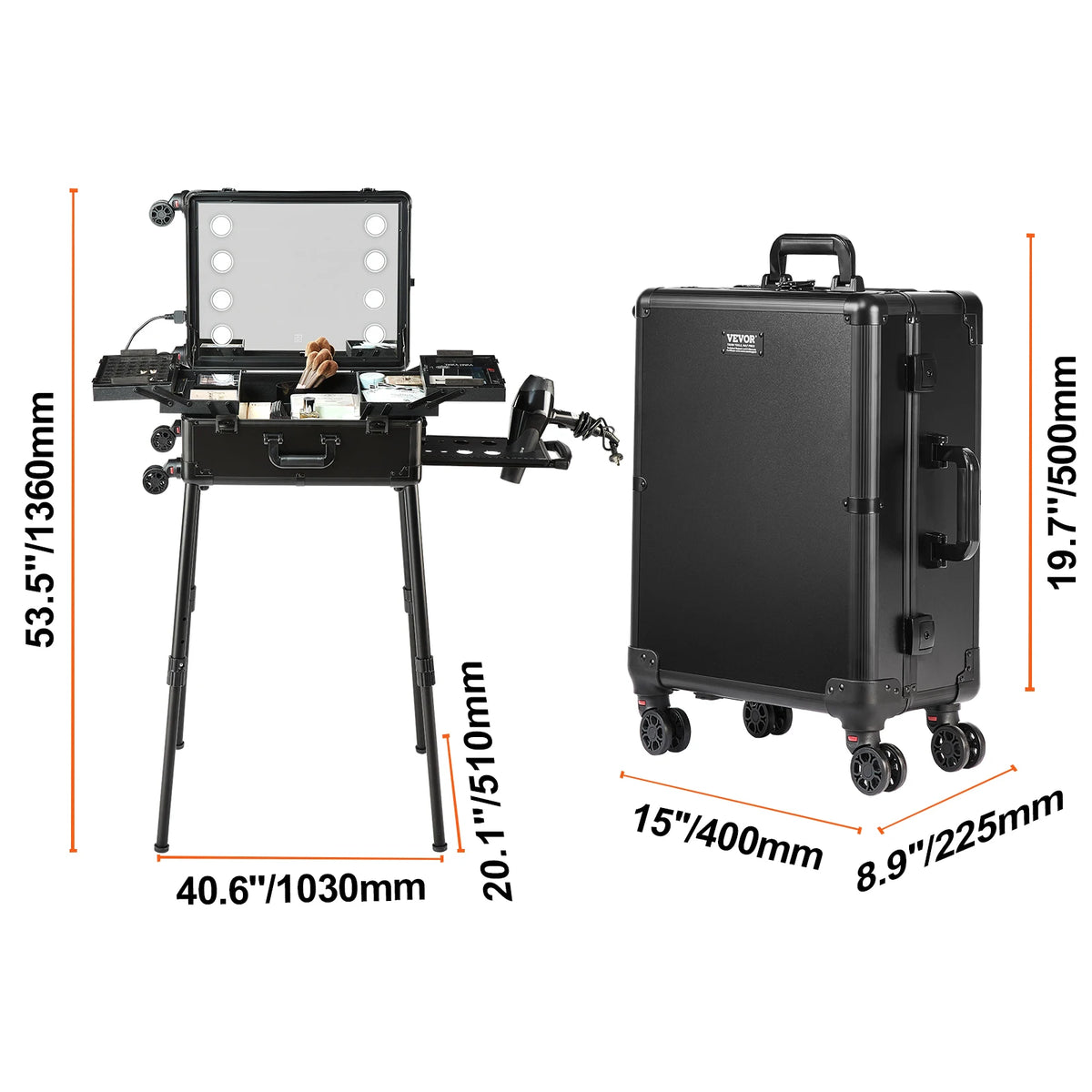 SucceBuy Large Aluminum Rolling Makeup Train Case With Workbench