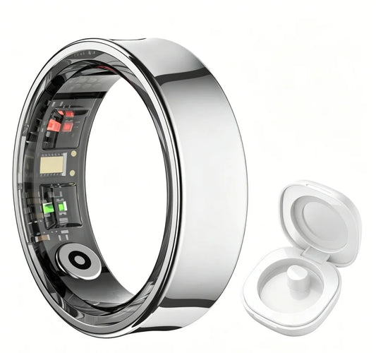 R09 Smart Ring Health Monitor Steel Charging Case Fitness Tracker
