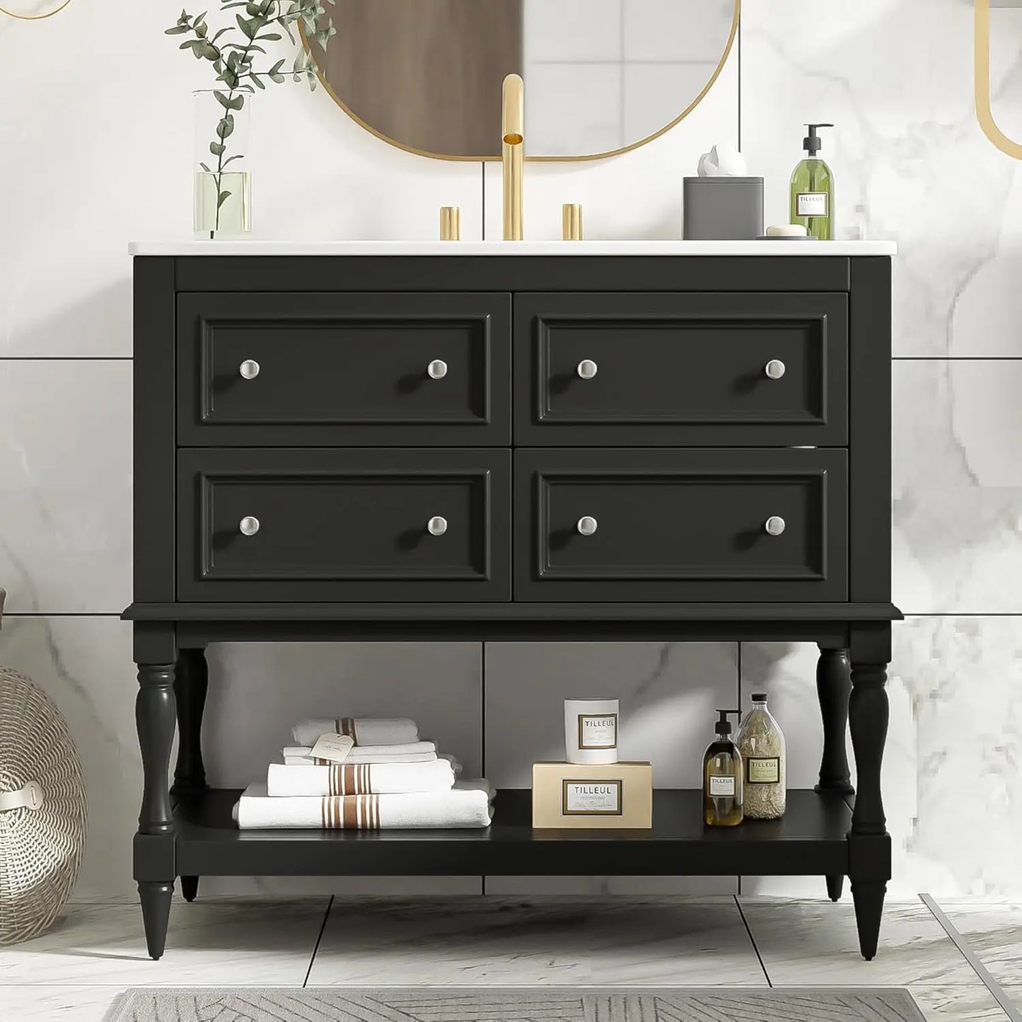 Farmhouse Bathroom Vanity With Sink And Four Drawers