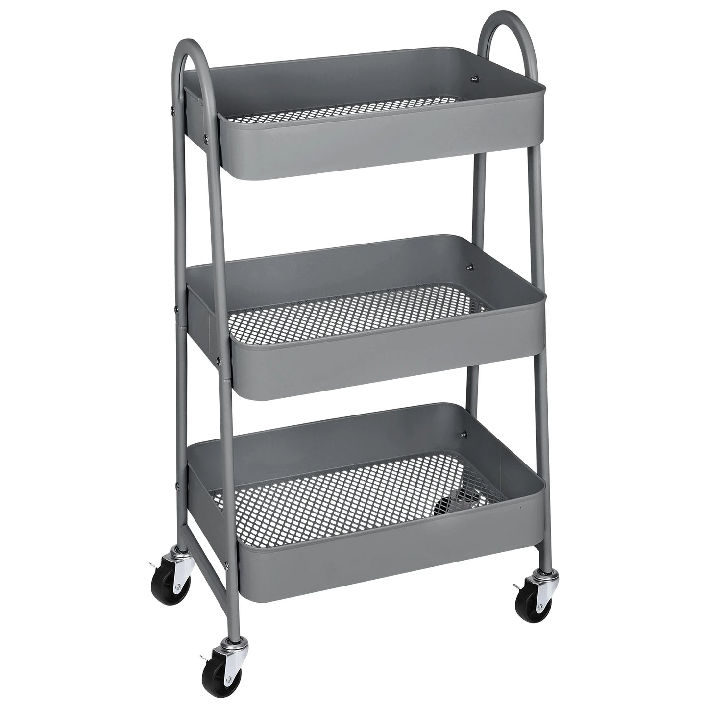 JHK 3 Tier Metal Storage Cart With Lockable Wheels