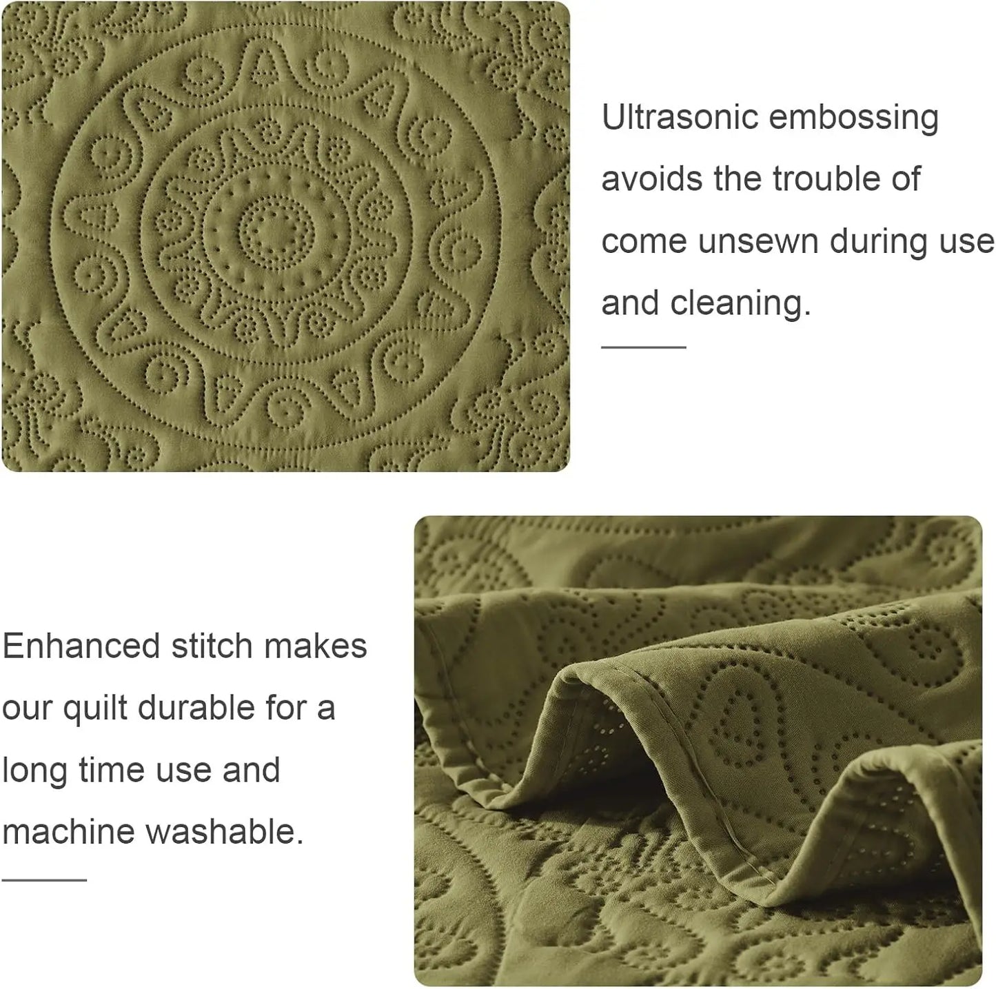 Quilt Set With Pillow Shams Embossed Microfiber Lightweight Bedding