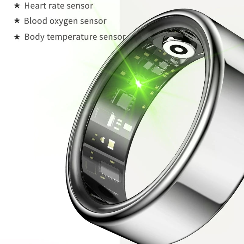 R09 Smart Ring Health Monitor Steel Charging Case Fitness Tracker