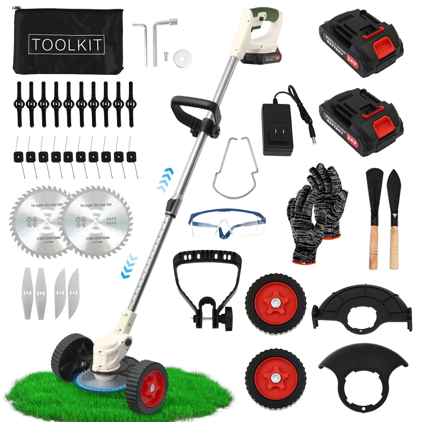21V Cordless Grass Trimmer 3 In 1 Edger Mower With Batteries