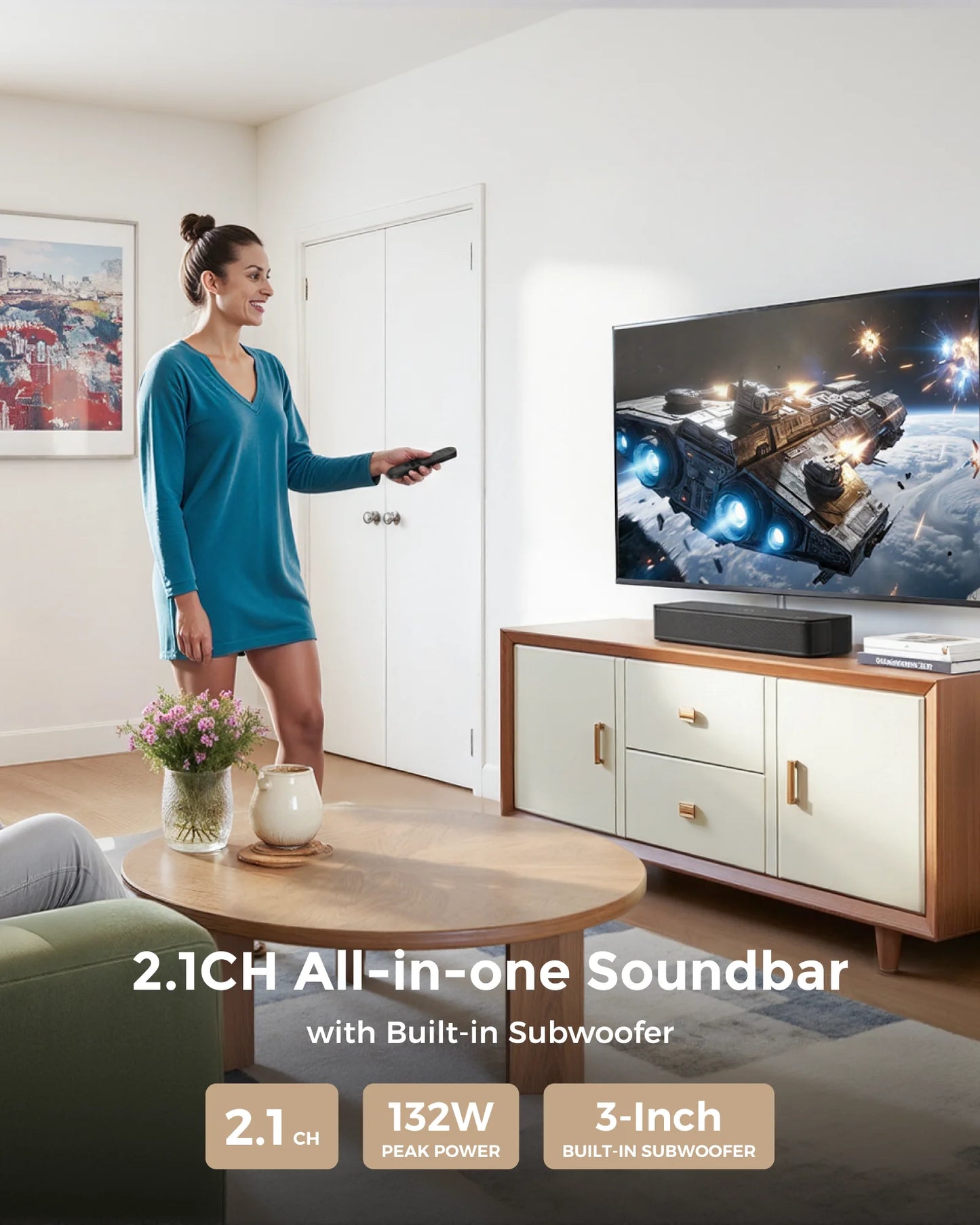Ultimea 120W Two Point One Channel Compact TV Sound Bar