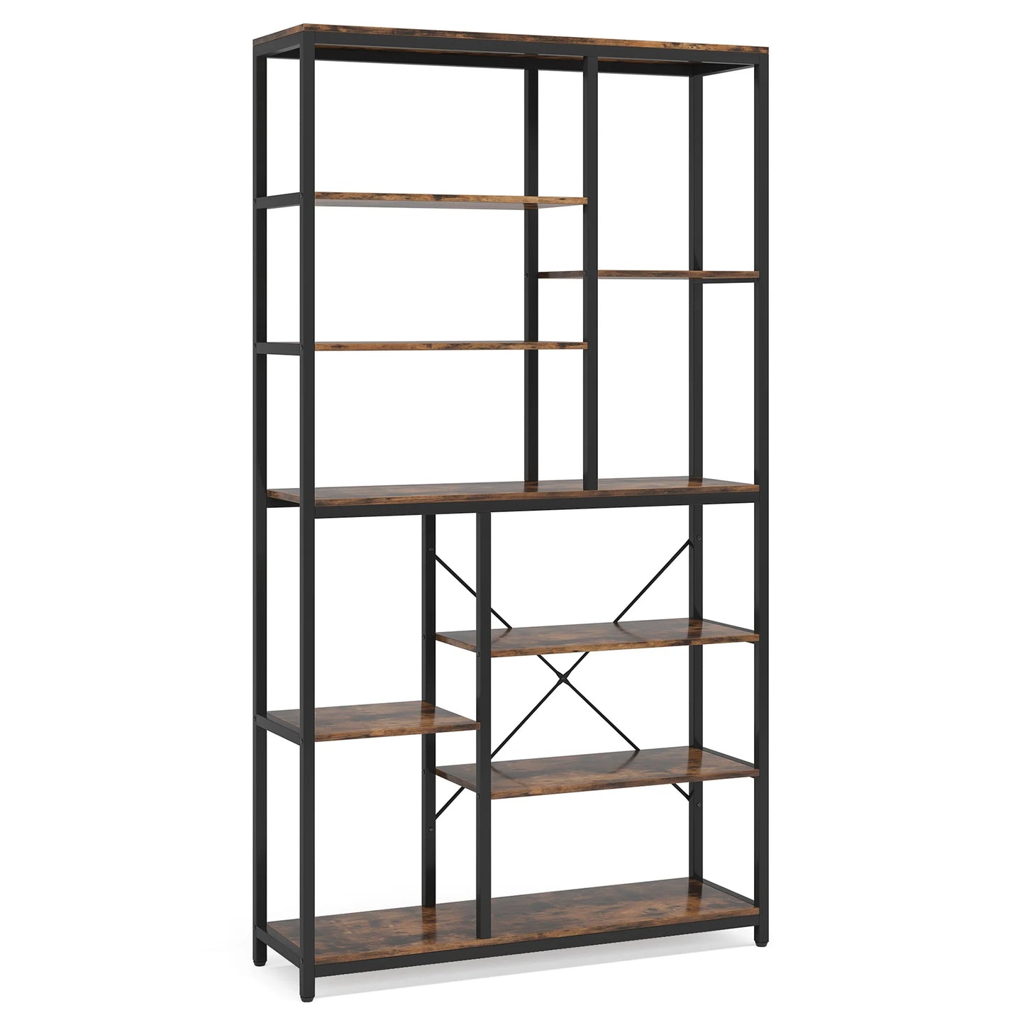 Tribesigns 9-Tier Industrial Bookcase With Open Shelves