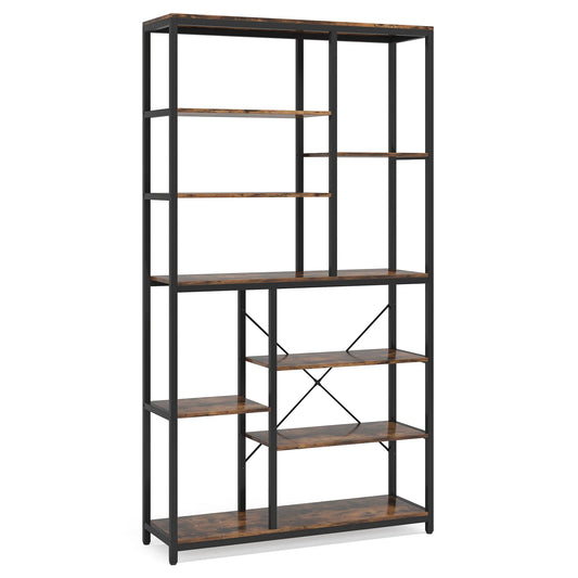 Tribesigns 9-Tier Industrial Bookcase With Open Shelves