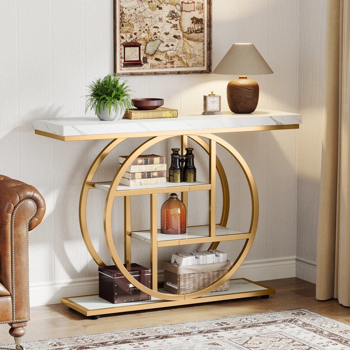Tribesigns Four Tier Industrial Metal Entryway Console Table