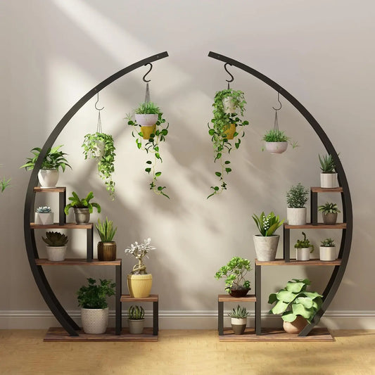 TWISTER.CK 5-Tier Half Moon Metal Plant Stand Indoor Rack
