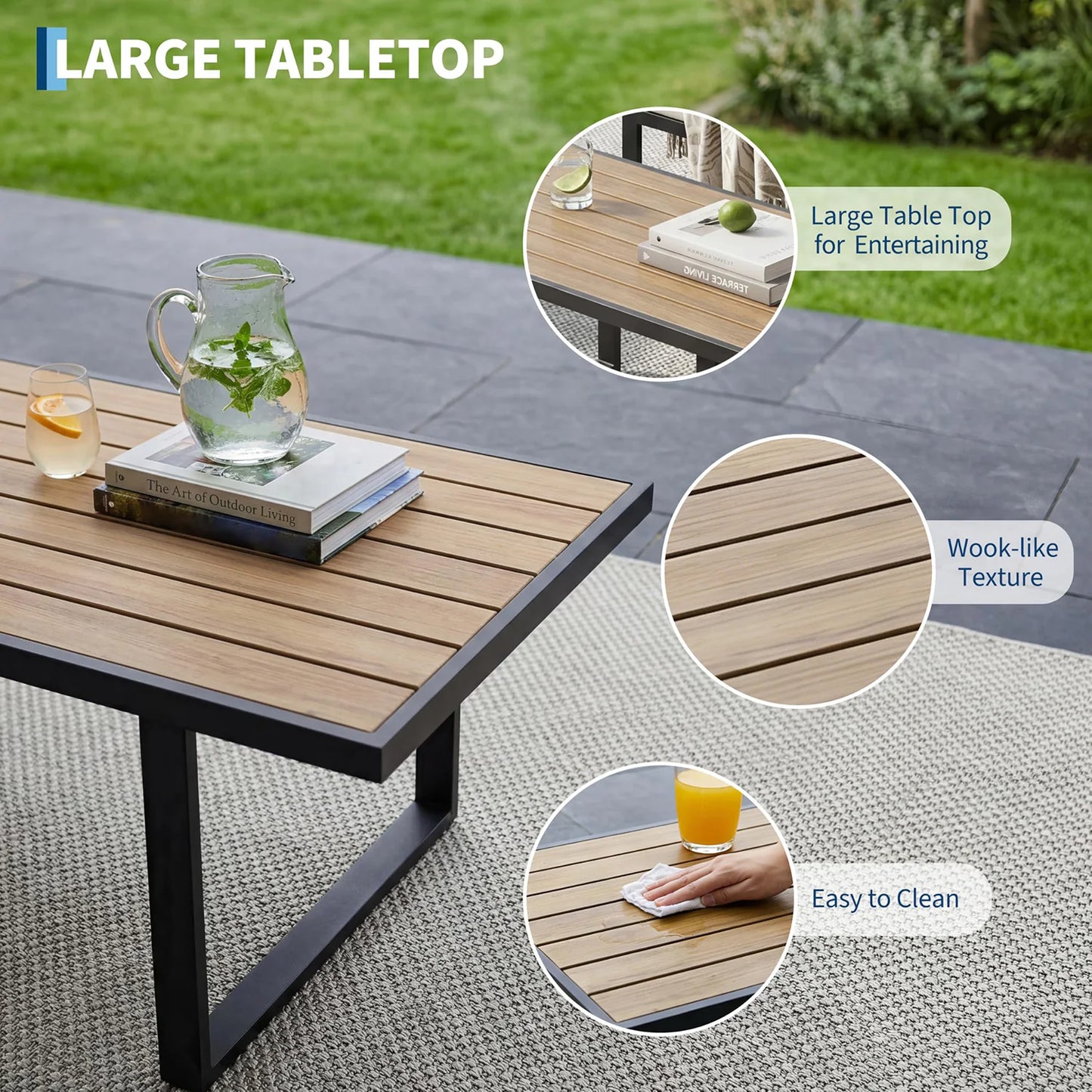 HobbyLane Modern 4-Piece Patio Furniture Set With Coffee Table