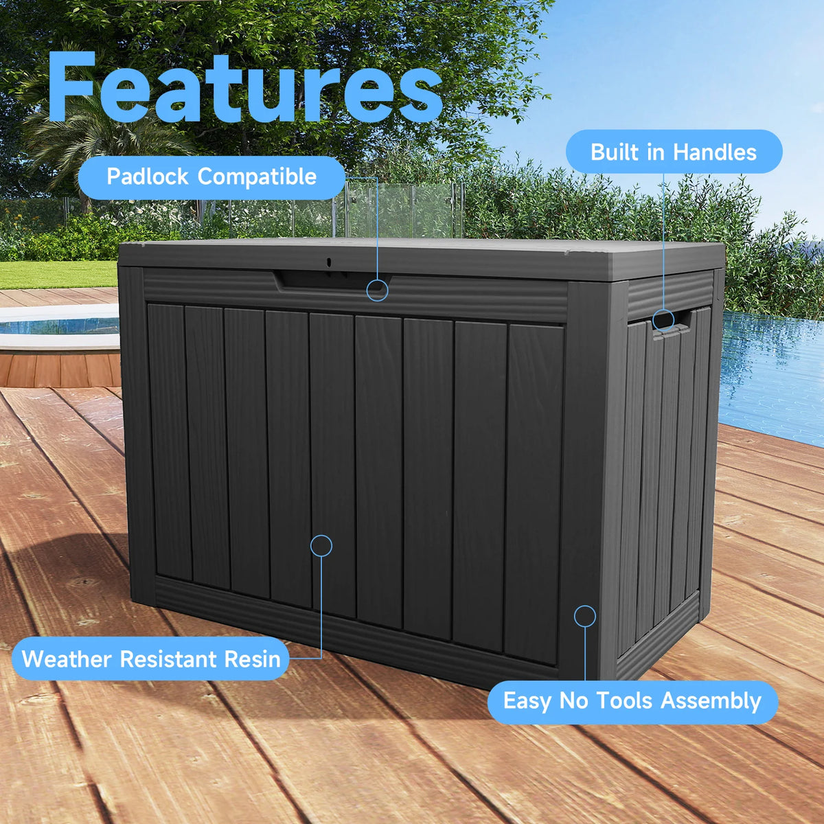 Waterproof Resin Outdoor Lockable Deck Storage Box