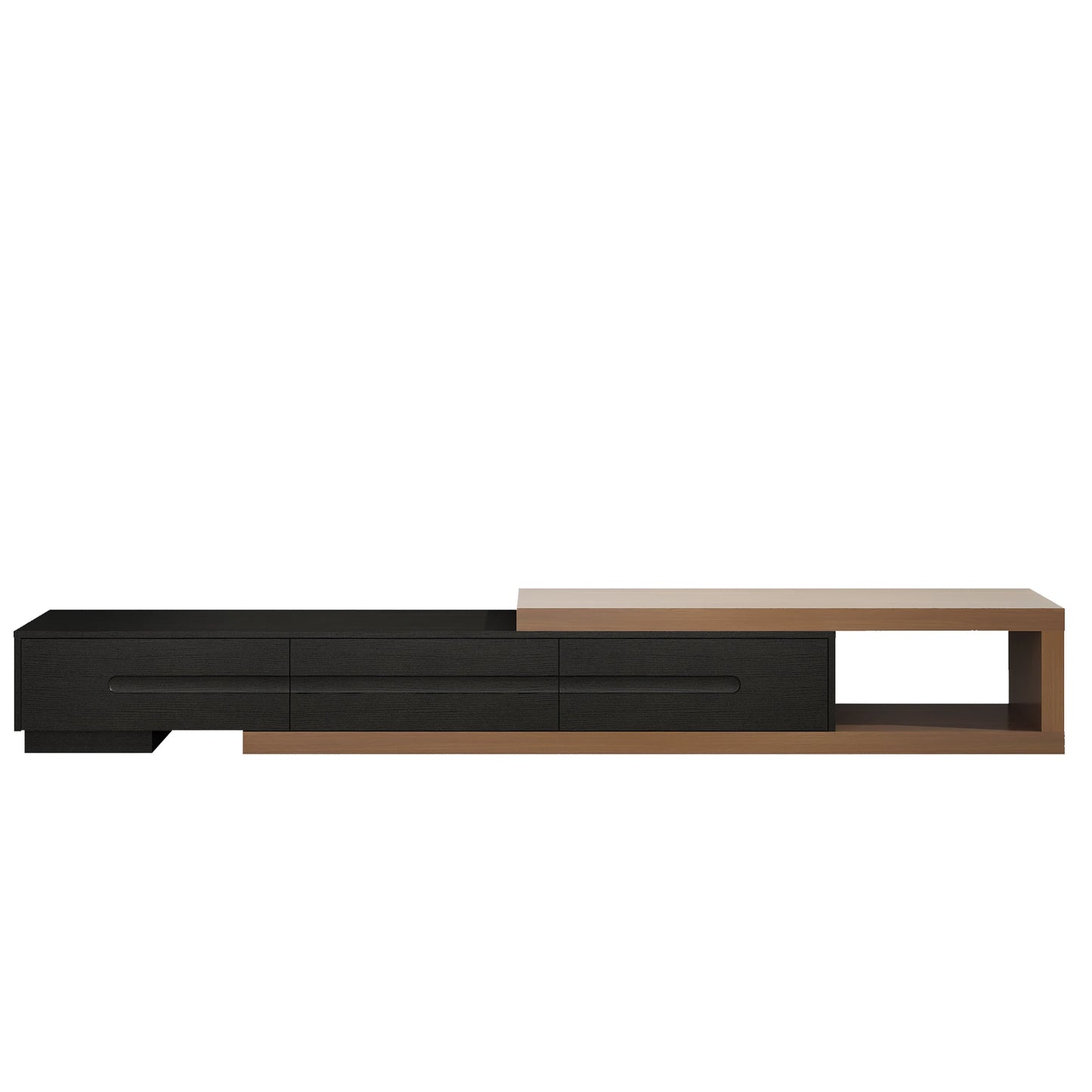QiaoShiRen Extendable TV Stand With Open Storage And Three Drawers