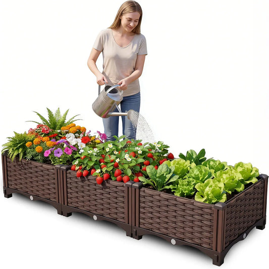 Rectangular Raised Garden Bed Kit Outdoor Plastic Planter For Vegetables