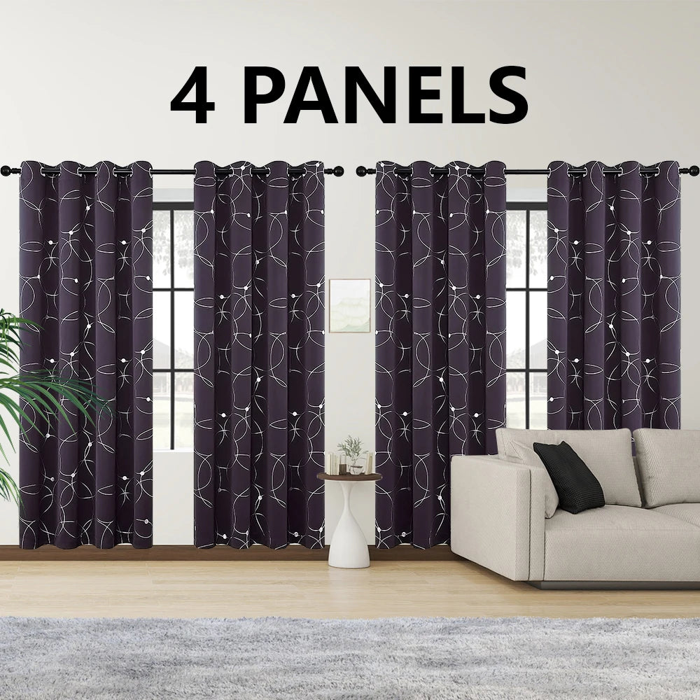 Blackout Curtains Thermal Insulated Room Darkening Foil Circle Dots Bedroom