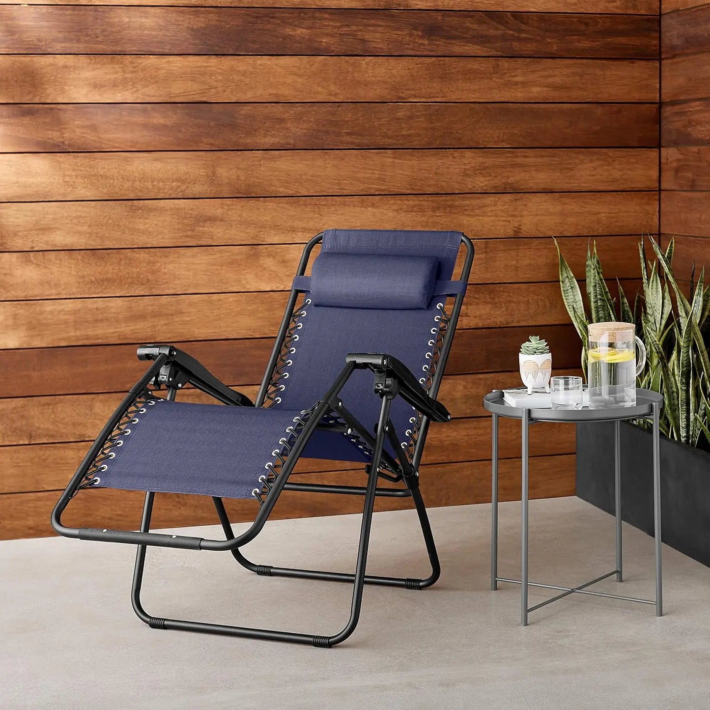 Zero Gravity Lounge Chair With Pillow Foldable Outdoor Recliner