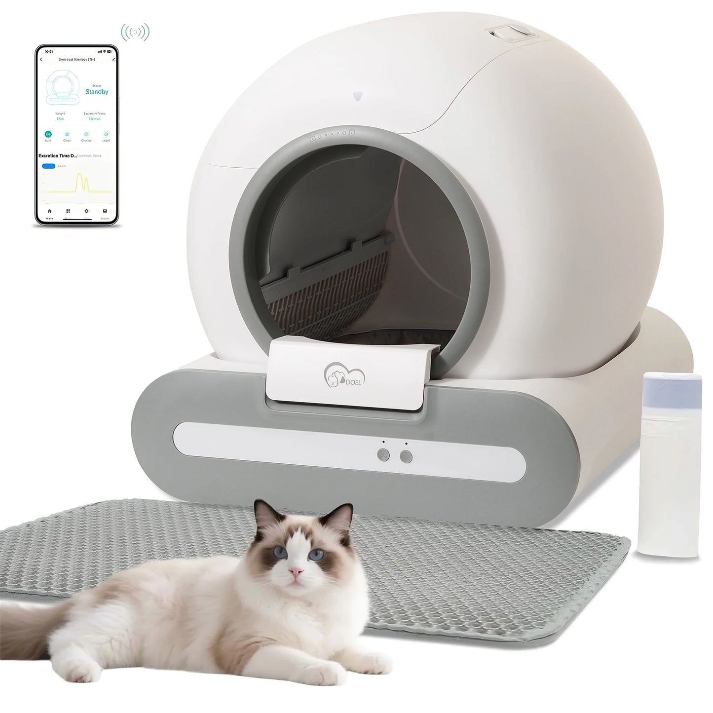 DOEL Self Cleaning Cat Litter Box App Control 2.4G WiFi