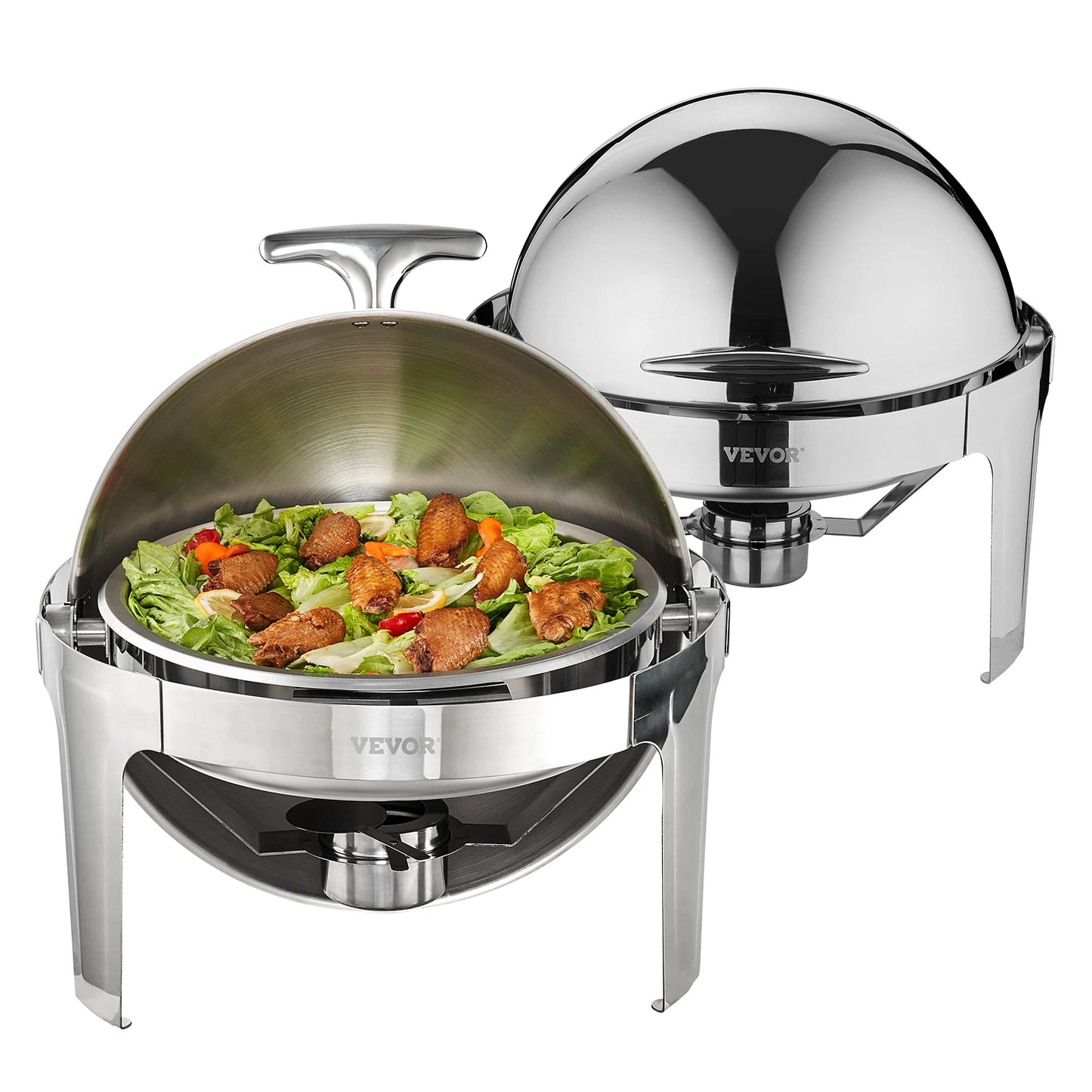 SucceBuy Roll Top Chafing Dish Buffet Set Two Pan Chafer