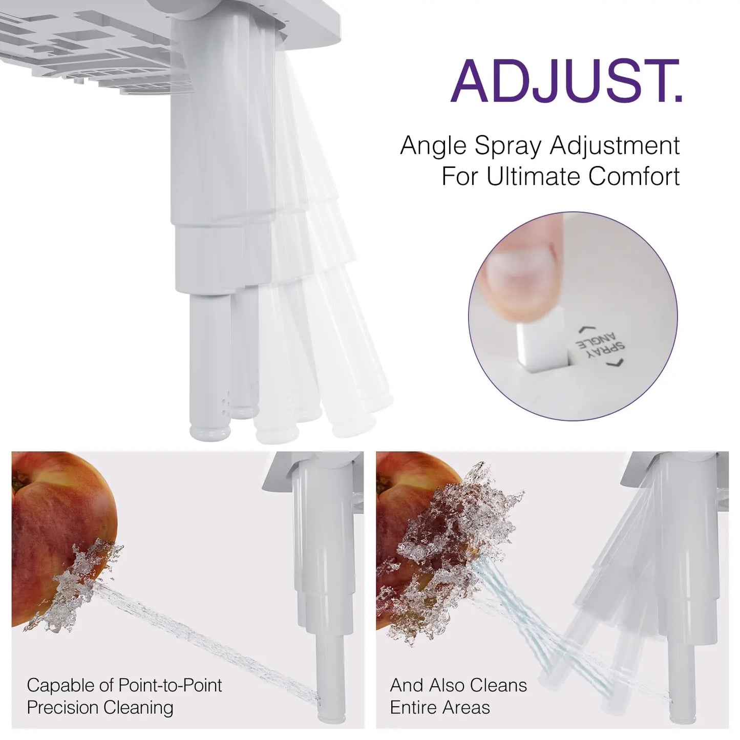 Non Electric Bidet Attachment Ultra Slim Dual Nozzle Adjustable Pressure