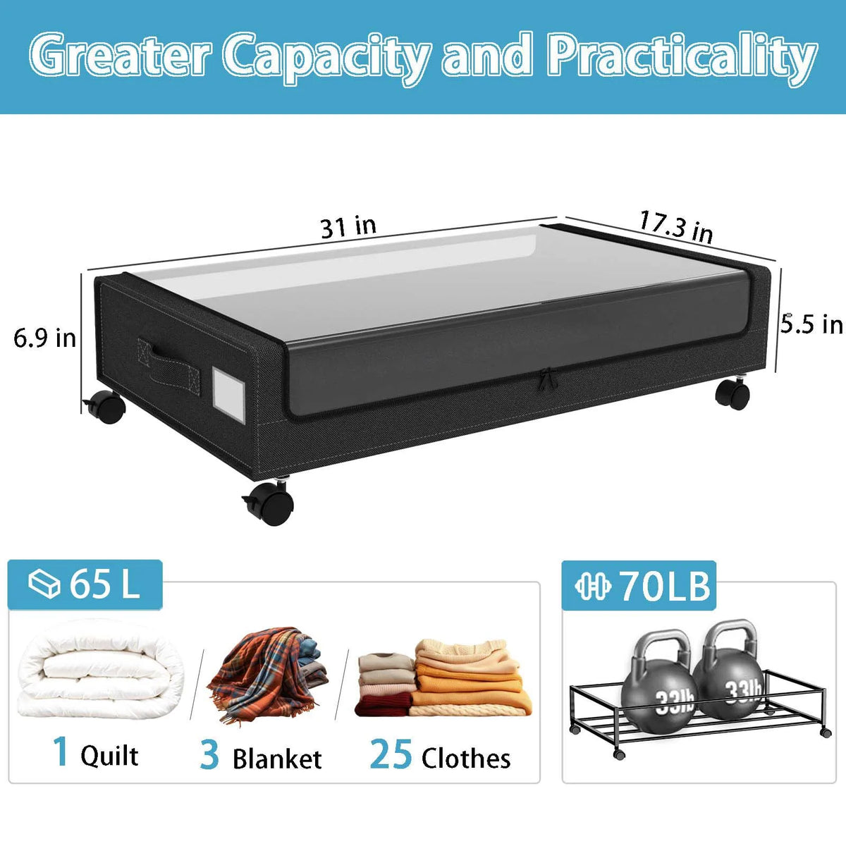 Under Bed Storage Containers With Wheels And Clear Lids