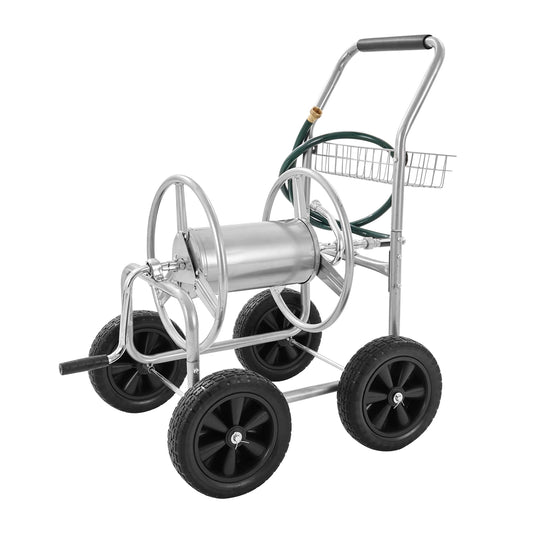 SucceBuy Hose Reel Cart Heavy Duty Garden Hose With Basket