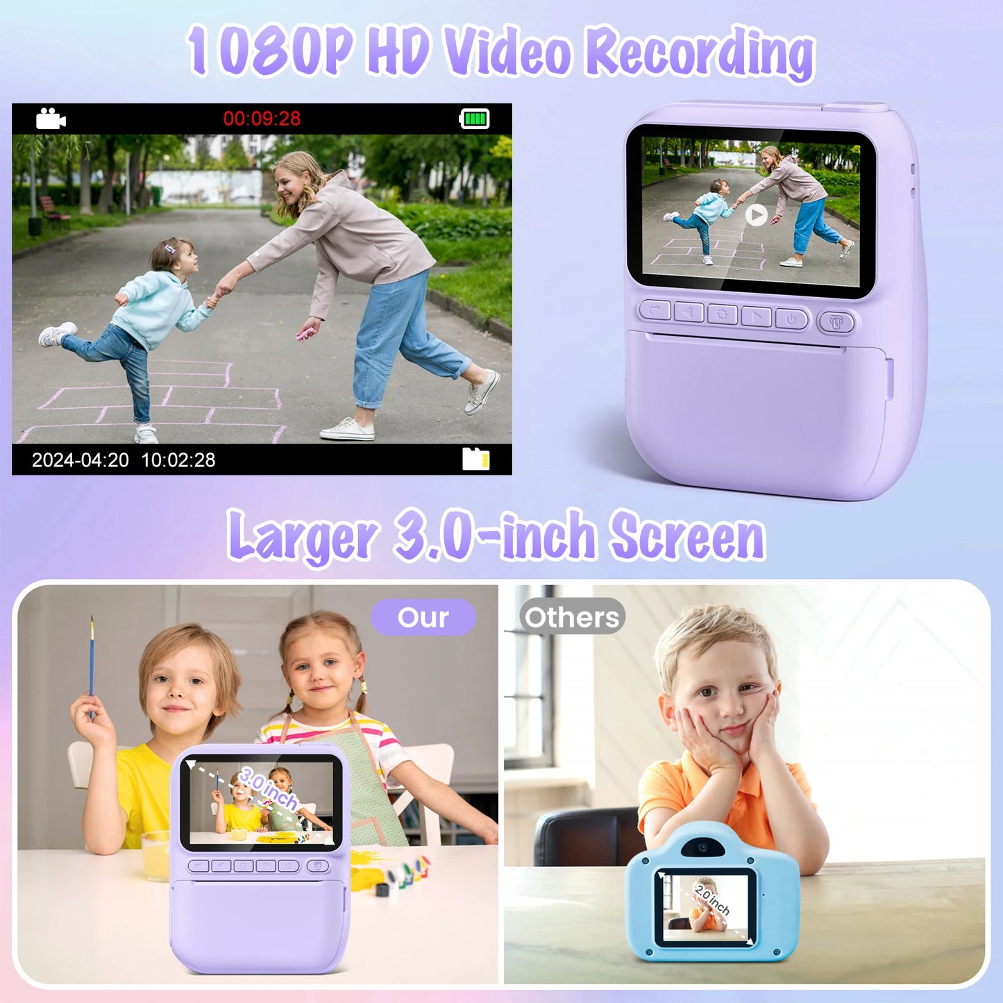 Diamooky CN Kids Digital Camera Instant Print 32MP HD 1080P