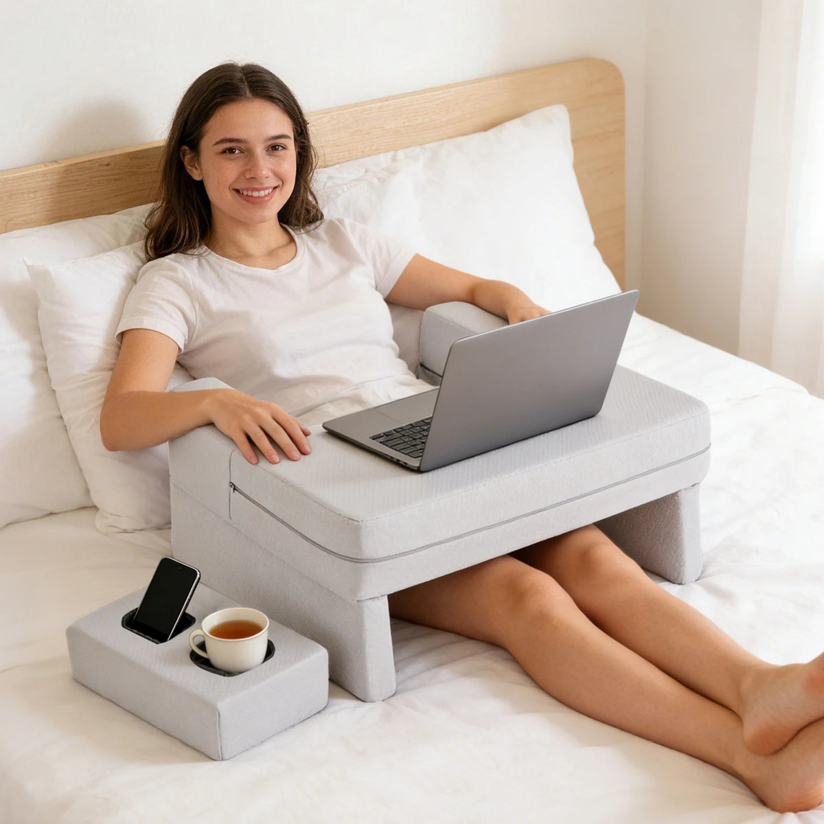 JHK Ergonomic Memory Foam Reading Pillow With Cooling Vent Design