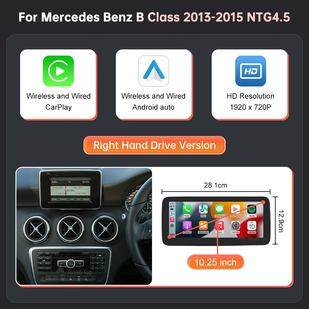 Road Top Benz NTG45 Touch Screen Car Multimedia Display CarPlay