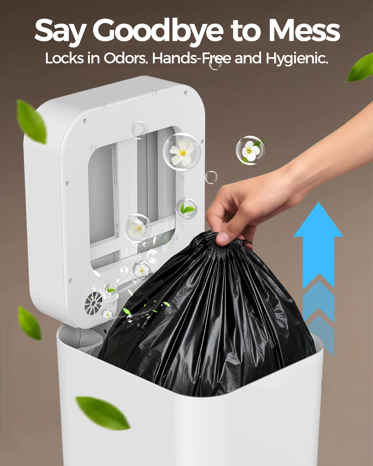 Automatic Self Bagging Trash Can With Touchless Sensor And Lid