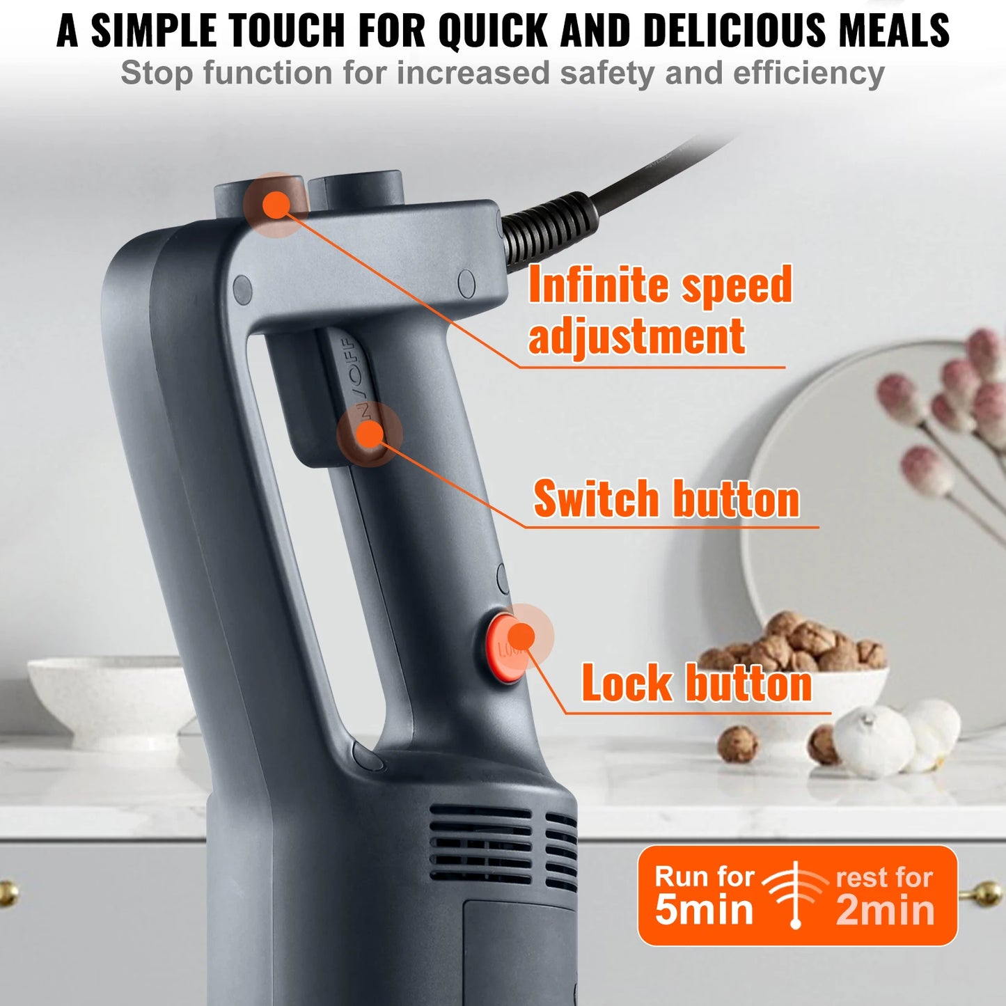 Succebuy 500W Commercial Immersion Blender Variable Speed
