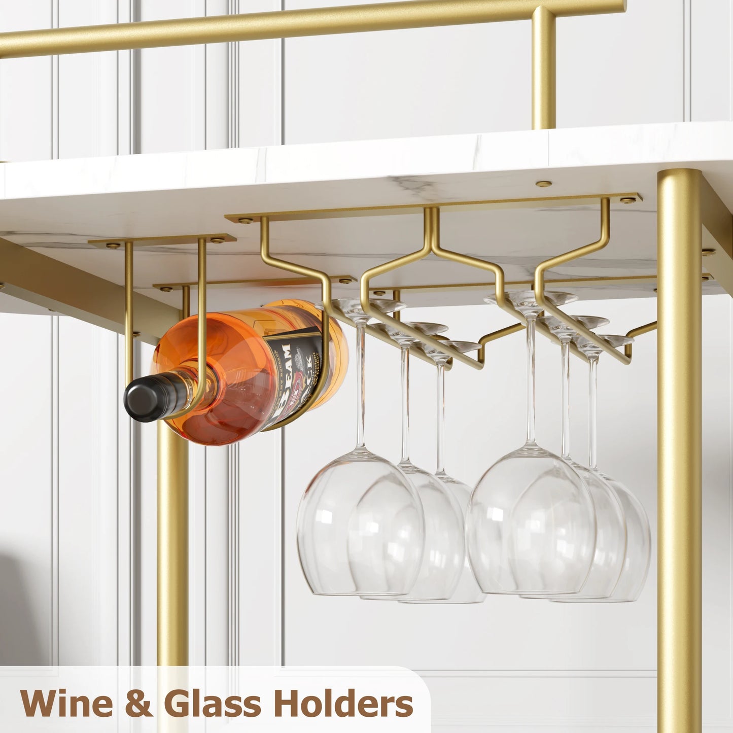 TWISTER.CK Four Tier Bar Cart With Storage And Wine Rack