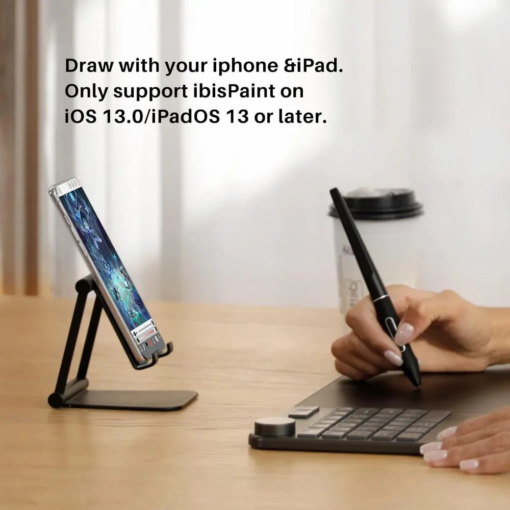 Wireless Drawing Tablet With Keyboard Dial And 5 Custom Keys
