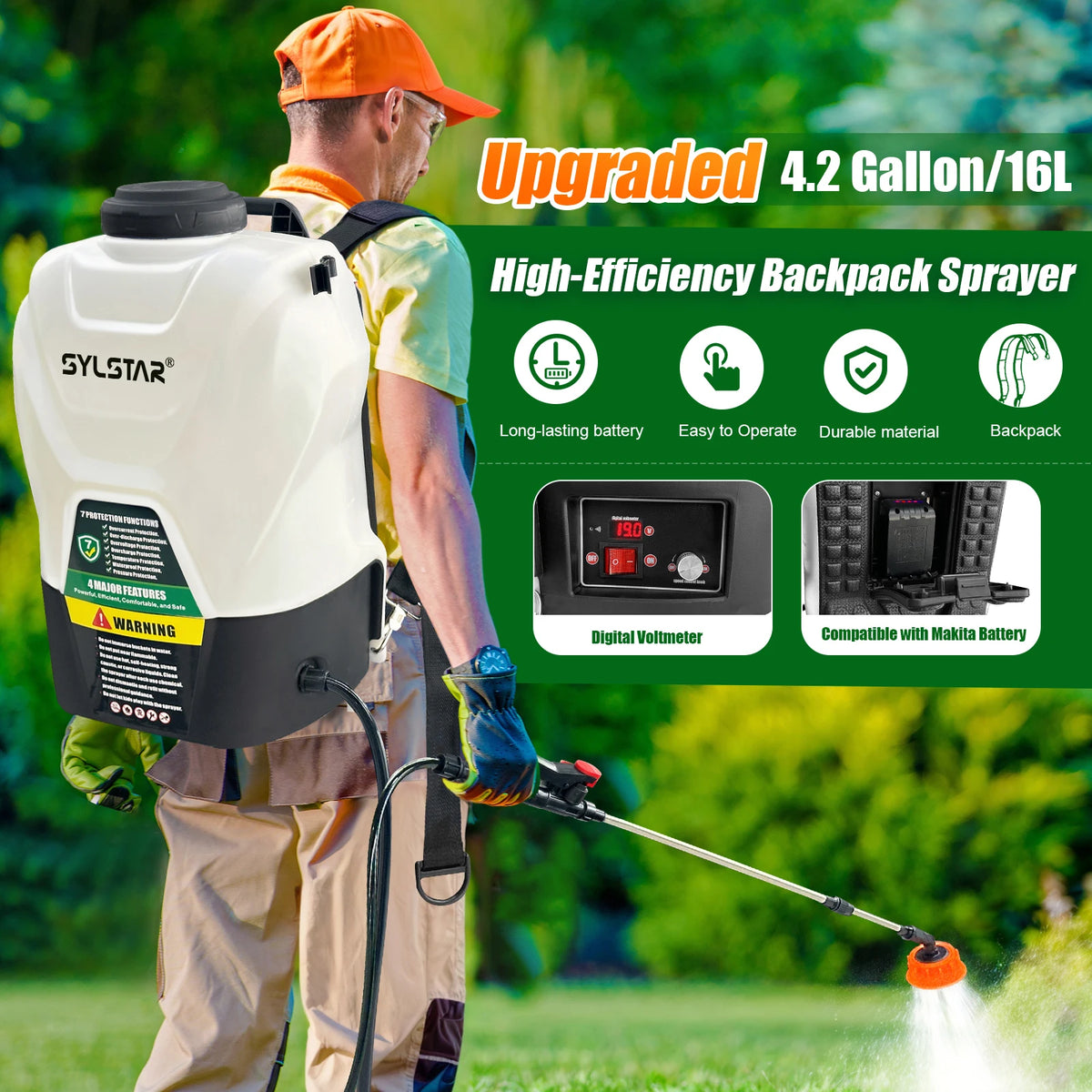 Garden Electric Sprayer With Telescopic Wand And Battery