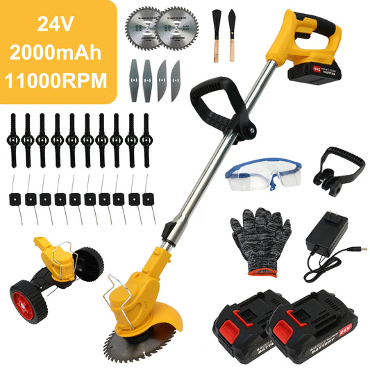 21V Cordless Grass Trimmer 3 In 1 Edger Mower With Batteries