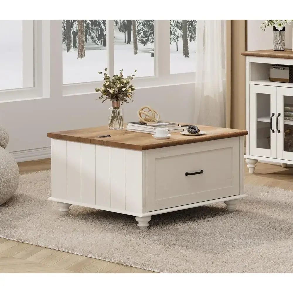 Coffee Table With Storage Cabinet Wooden Center Table Living Room