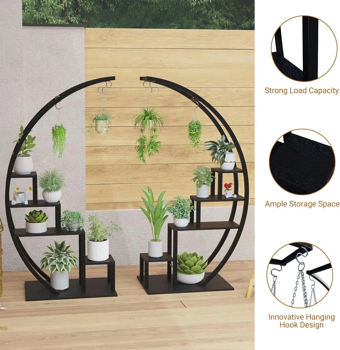 TWISTER.CK 5-Tier Half Moon Metal Plant Stand Indoor Rack